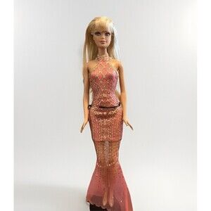 Then and Now Bathing Suit Barbie 50th Anniversary Redressed Pink Gold Gown Glam
